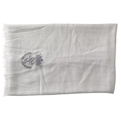 Dolce & Gabbana Gray Cashmere Wrap Shawl Fringe Scarf