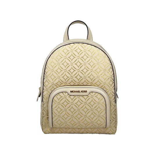 Michael Kors Jaycee Medium Zip Pocket Backpack Bag Cream Gold 83691