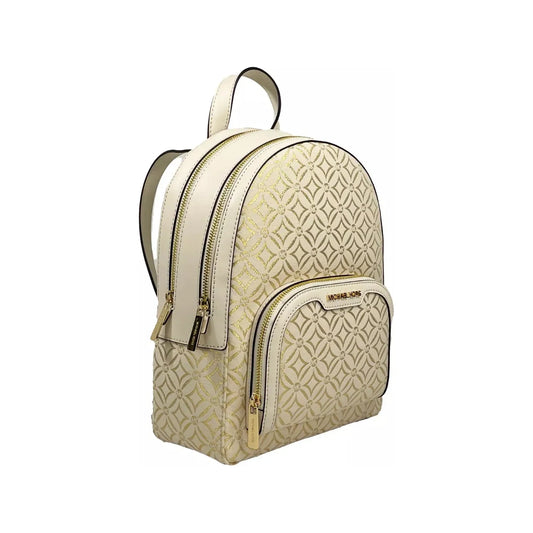 Michael Kors Jaycee Medium Zip Pocket Backpack Bag Cream Gold 83691