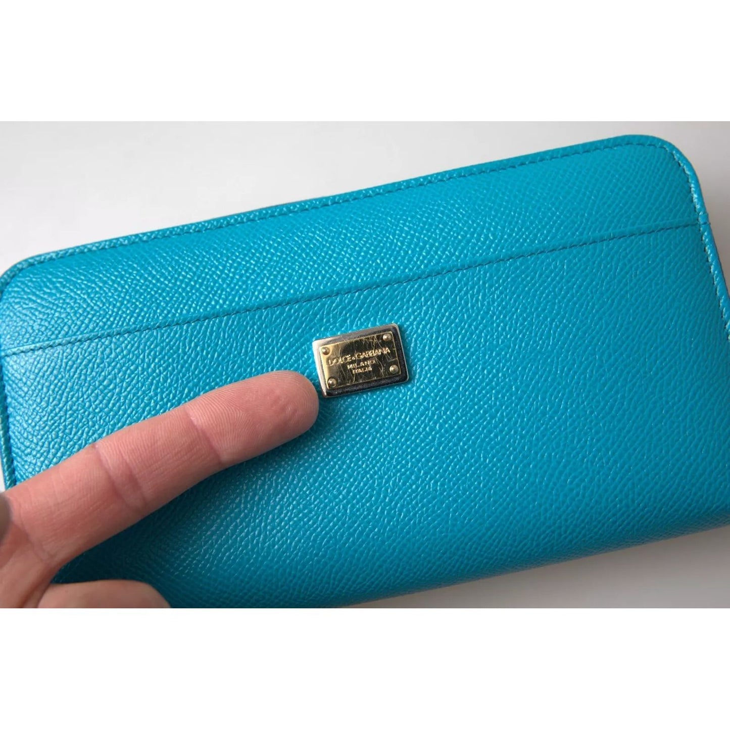 Dolce & Gabbana Wallet Light Blue LOVE Leather Zip Around Continental