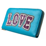 Dolce & Gabbana Wallet Light Blue LOVE Leather Zip Around Continental