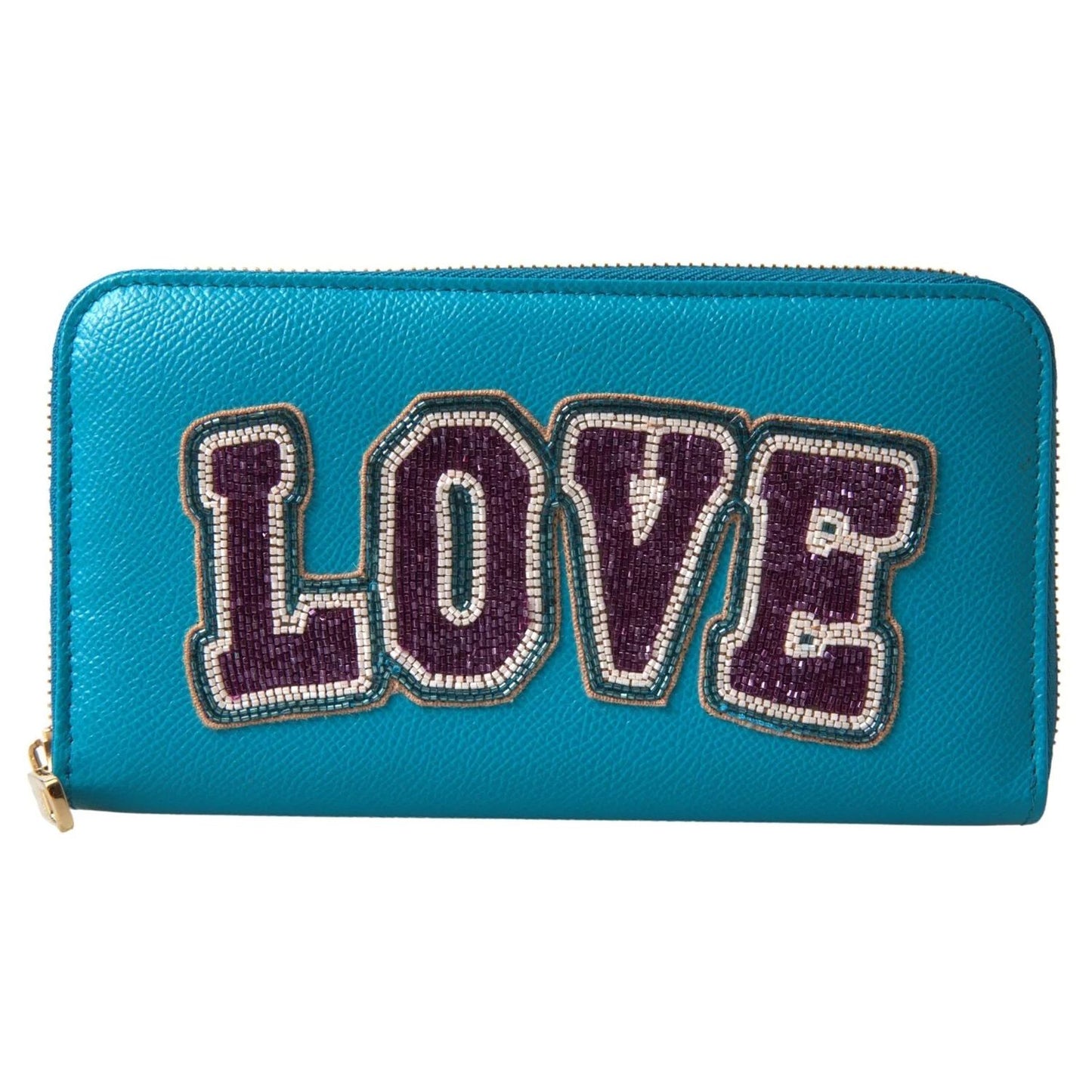 Dolce & Gabbana Wallet Light Blue LOVE Leather Zip Around Continental
