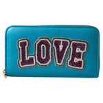 Dolce & Gabbana Wallet Light Blue LOVE Leather Zip Around Continental