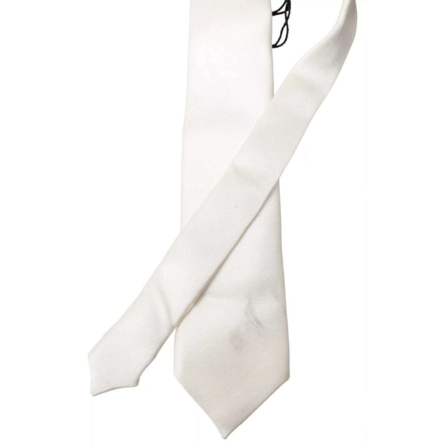 Dolce & Gabbana Off White Satin Silk Classic Men Necktie