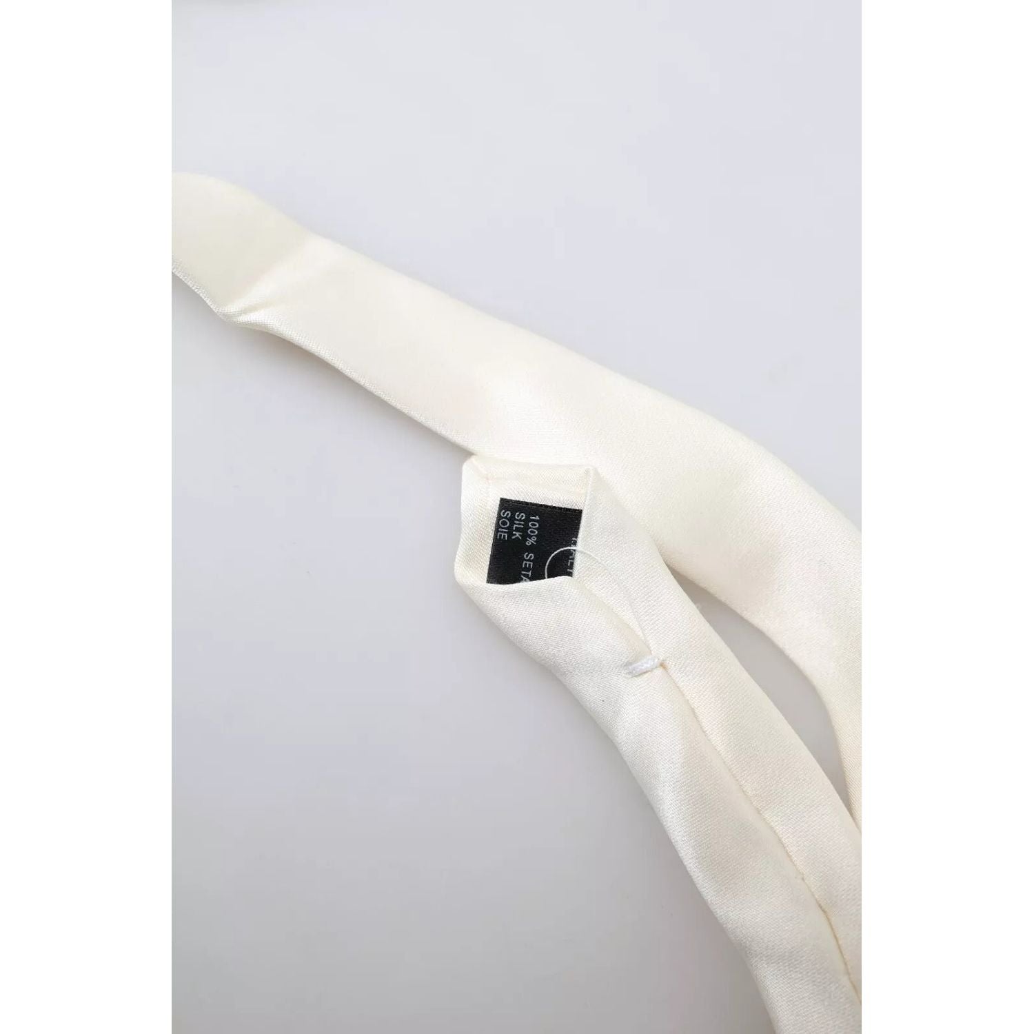 Dolce & Gabbana Off White Satin Silk Classic Men Necktie