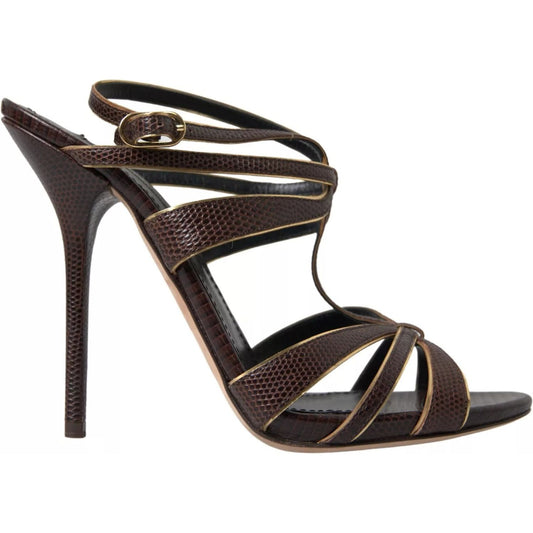 Dolce & Gabbana Brown Ankle Strap Stiletto Heels Sandals Shoes LA10384-39