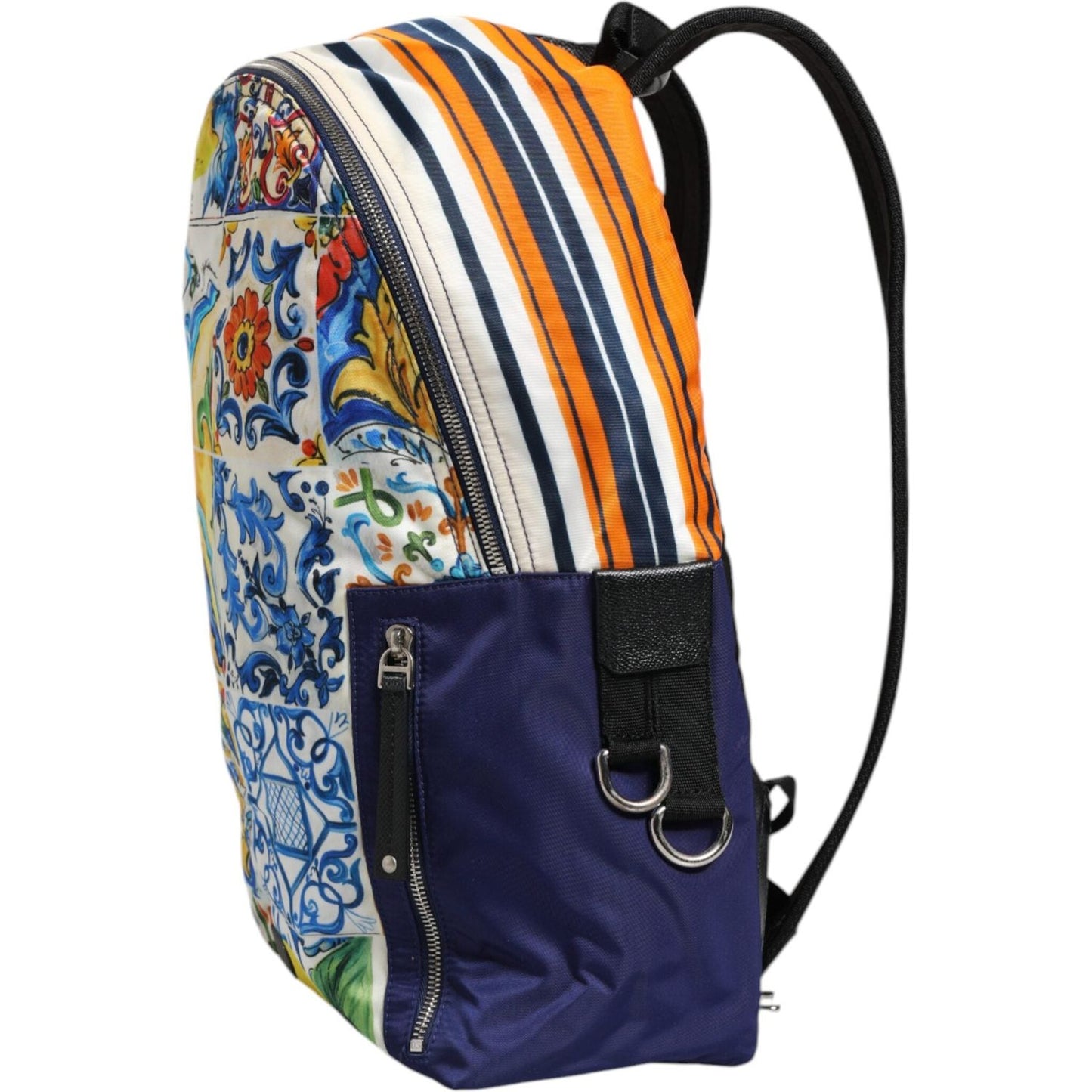 Dolce & Gabbana Multicolor Majolica Print Nylon School Backpack Bag BAG1657