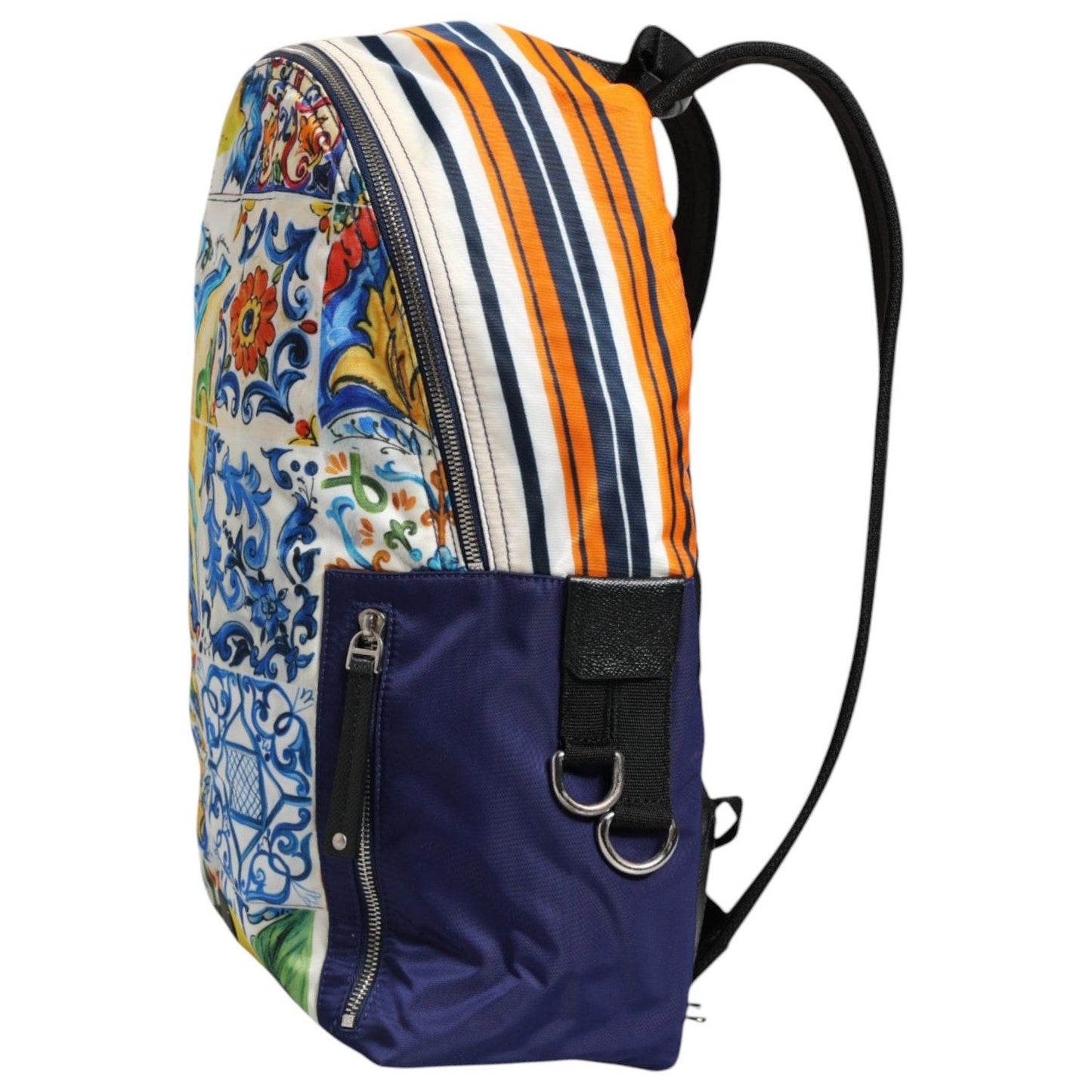 Dolce & Gabbana Multicolor Majolica Print Nylon School Backpack Bag BAG1657