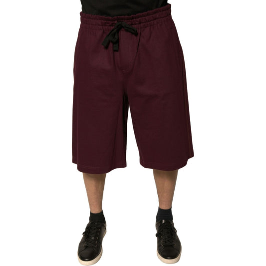 Dolce & Gabbana Maroon Cotton Mid Waist Bermuda Shorts PAN75658-52