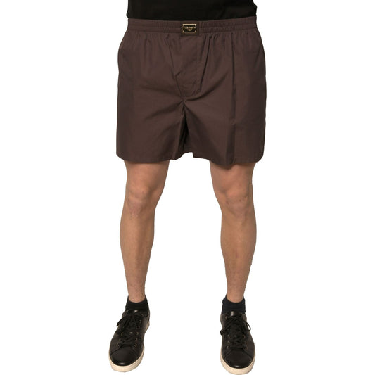 Dolce & Gabbana Brown Cotton Blend Men Mid Waist Shorts PAN76150-5