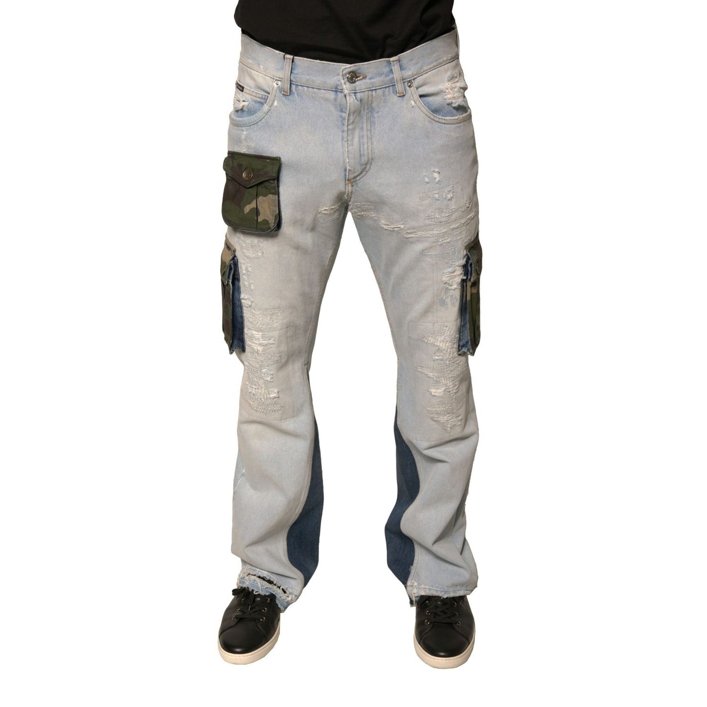 Dolce & Gabbana Light Blue Cotton Cargo Straight Denim Jeans