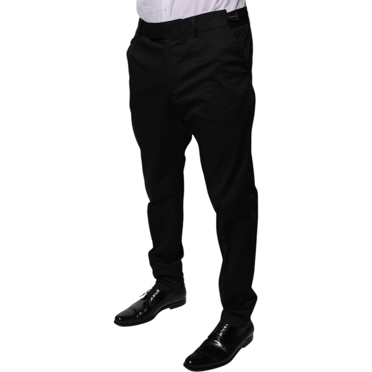 Dolce & Gabbana Black Cotton Tapered Formal Dress Pants PAN75783-50
