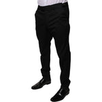 Dolce & Gabbana Black Cotton Tapered Formal Dress Pants PAN75783-50