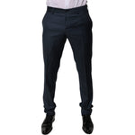 Dolce & Gabbana Blue Wool Tapered Formal Dress Pants PAN75806-48