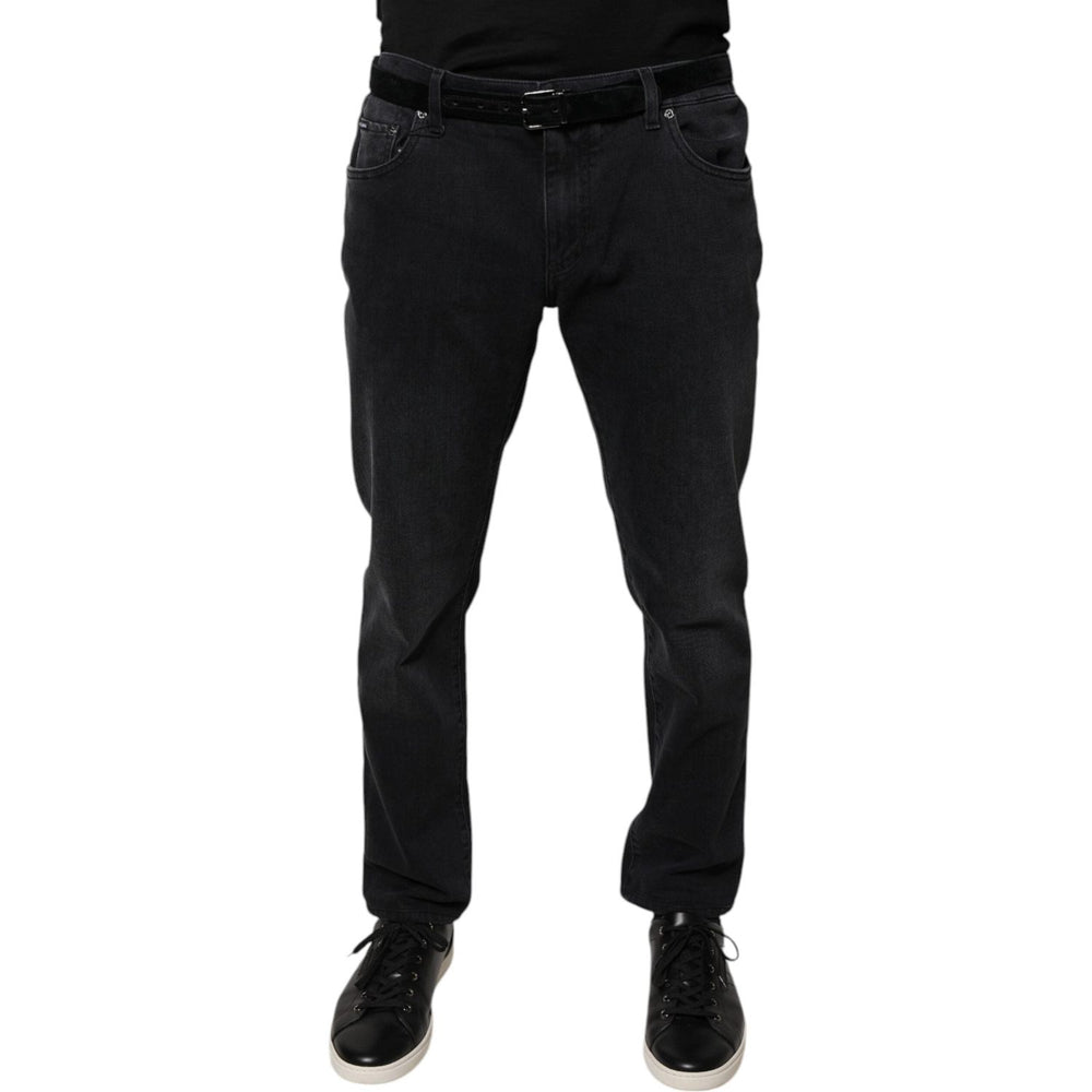 Dolce & Gabbana Black Logo Cotton Stretch Skinny Denim Jeans PAN75807-54