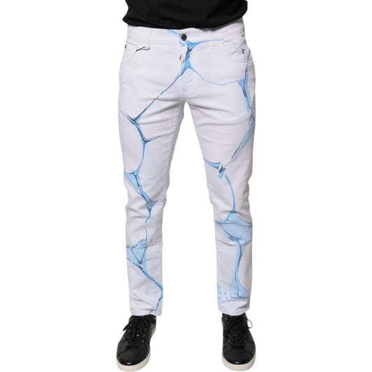 Dolce & Gabbana White Blue Cotton Stretch Skinny Denim Jeans PAN75810-50