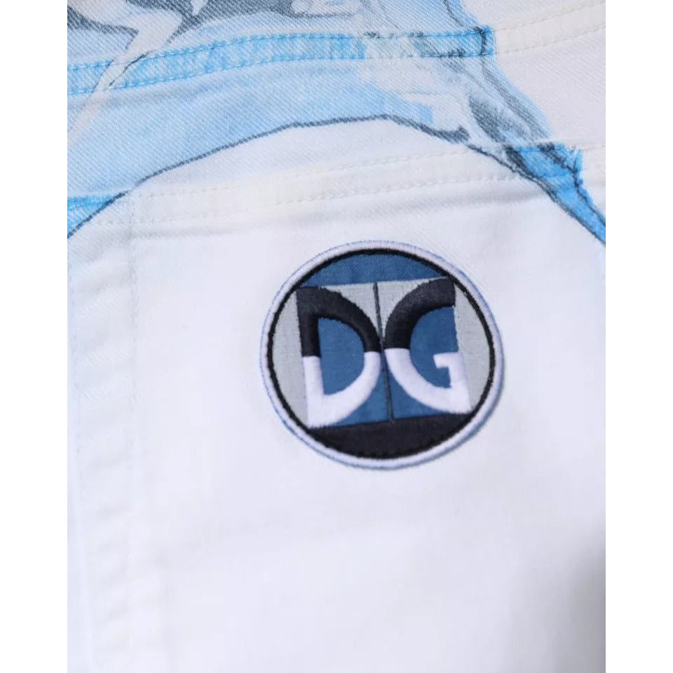 Dolce & Gabbana White Blue Cotton Stretch Skinny Denim Jeans PAN75810-50