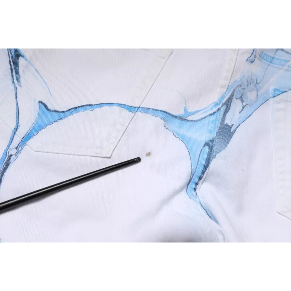 Dolce & Gabbana White Blue Cotton Stretch Skinny Denim Jeans