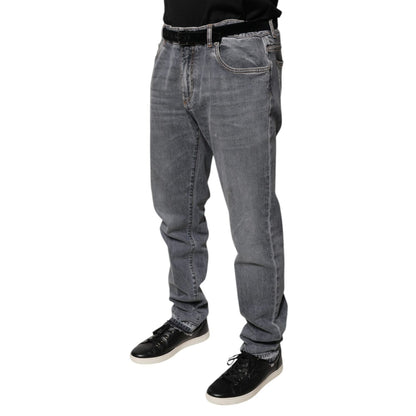 Dolce & Gabbana Gray Logo Cotton Stretch Skinny Denim Jeans
