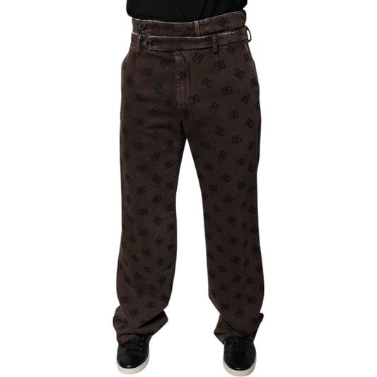 Dolce & Gabbana Brown Logo Cotton Straight Denim Jeans PAN75830-48