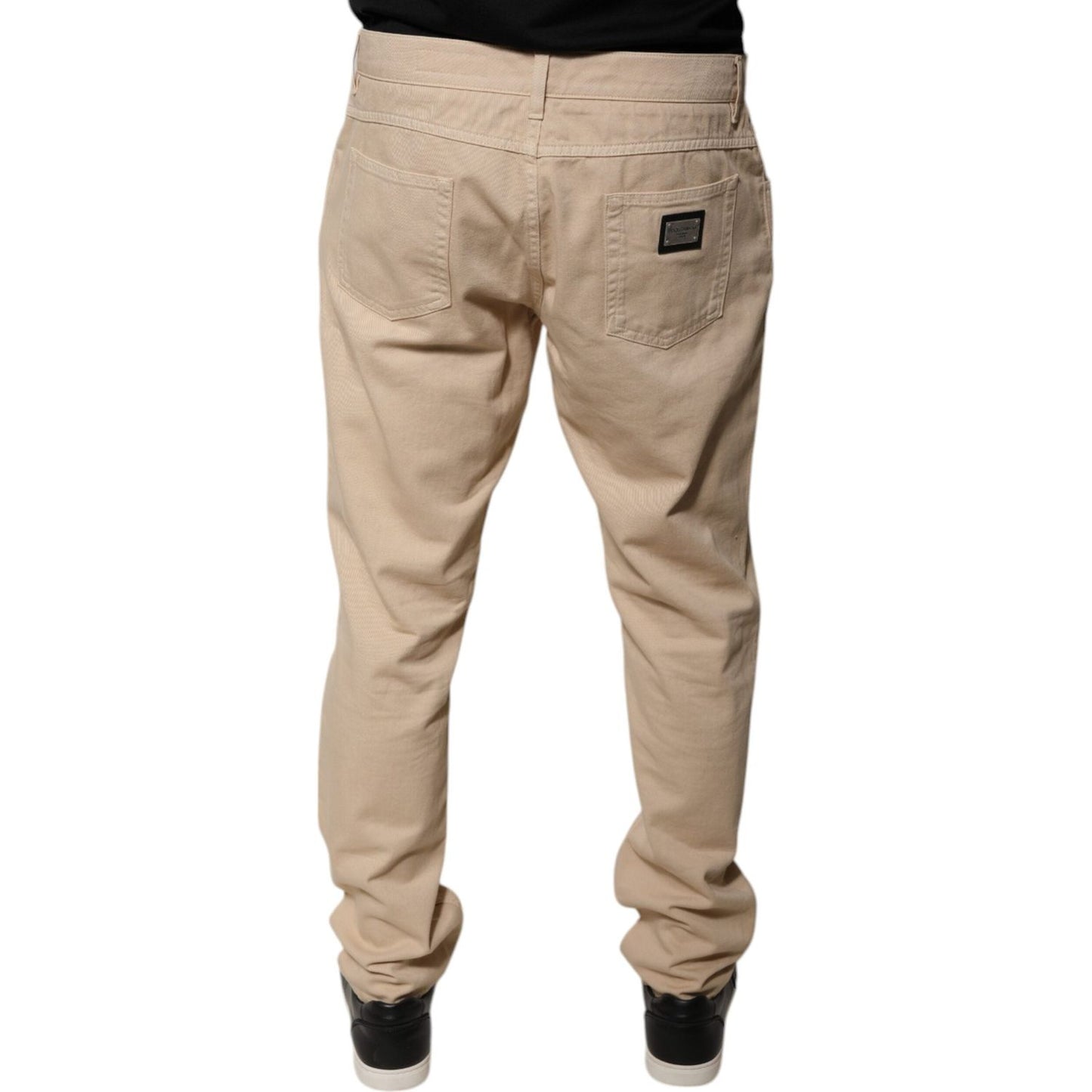 Dolce & Gabbana Beige Cotton Mid Waist Skinny Denim Jeans PAN75831-52