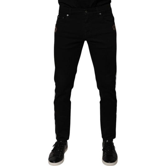 Dolce & Gabbana Black Crown White Lining Skinny Denim Jeans PAN75879-48