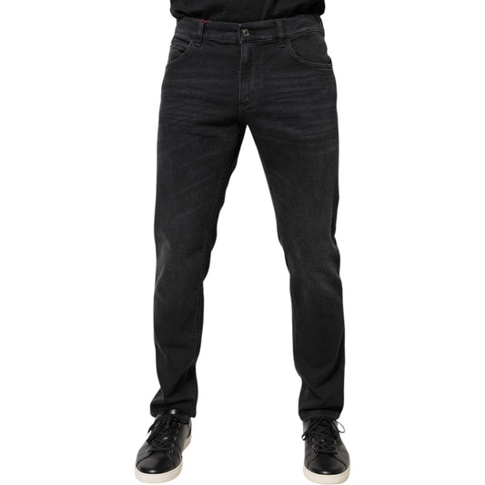 Dolce & Gabbana Black Cotton Logo Plaque Regular Denim Jeans PAN75887-48