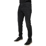 Dolce & Gabbana Black Cotton Logo Plaque Regular Denim Jeans PAN75887-48