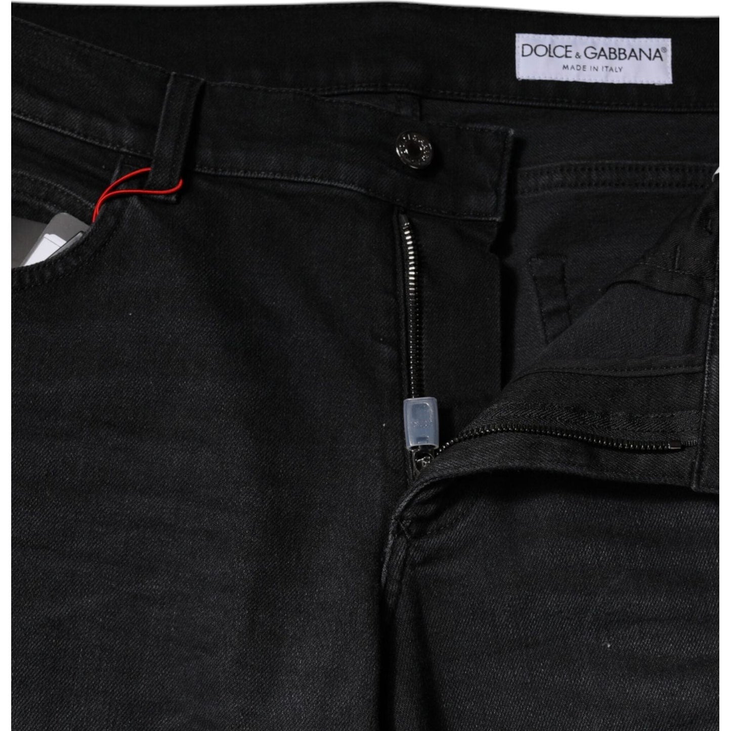 Dolce & Gabbana Black Cotton Logo Plaque Regular Denim Jeans PAN75887-48