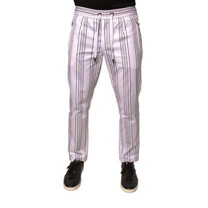 Dolce & Gabbana White Stripe Cotton Dress Skinny Pants