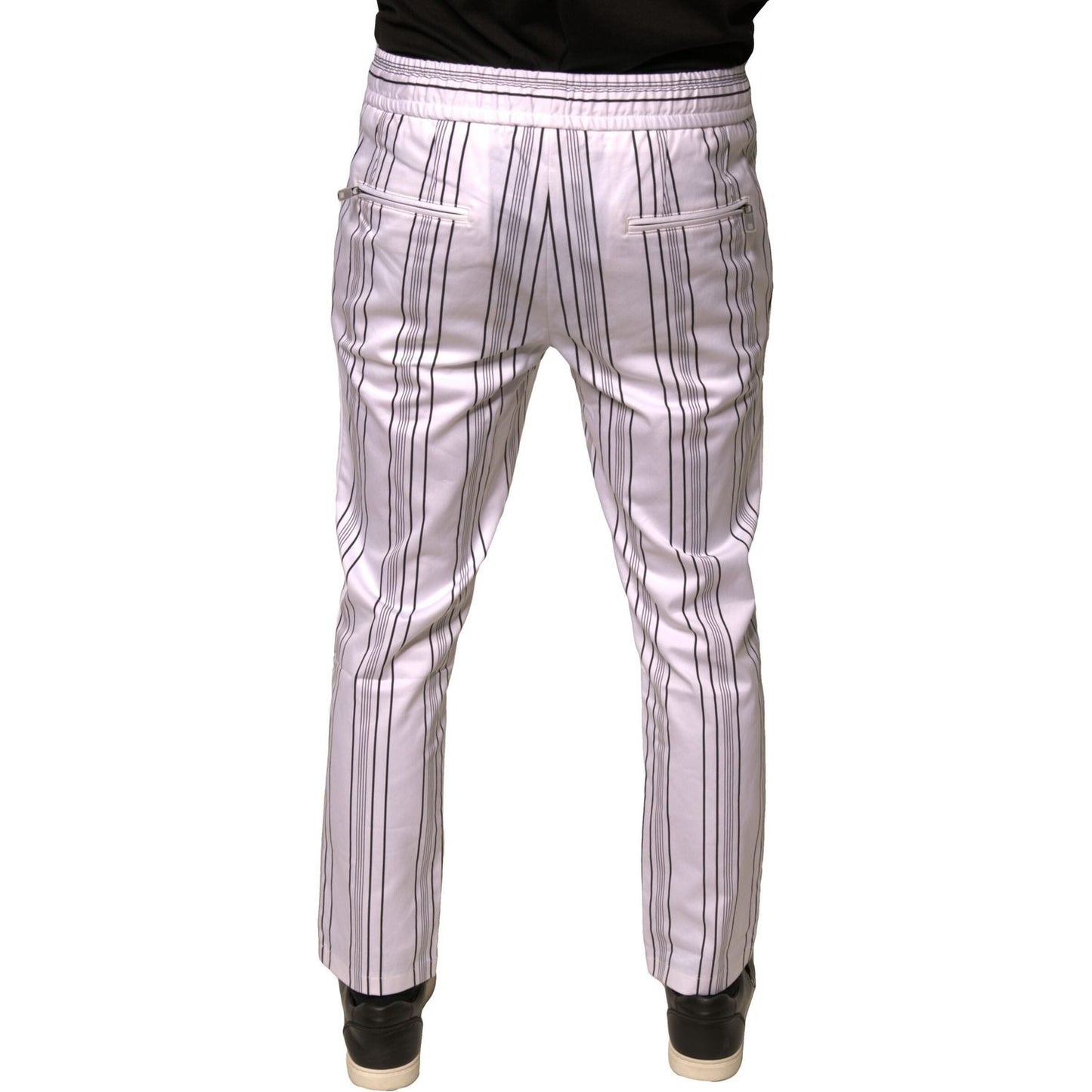 Dolce & Gabbana White Stripe Cotton Dress Skinny Pants PAN75996-46