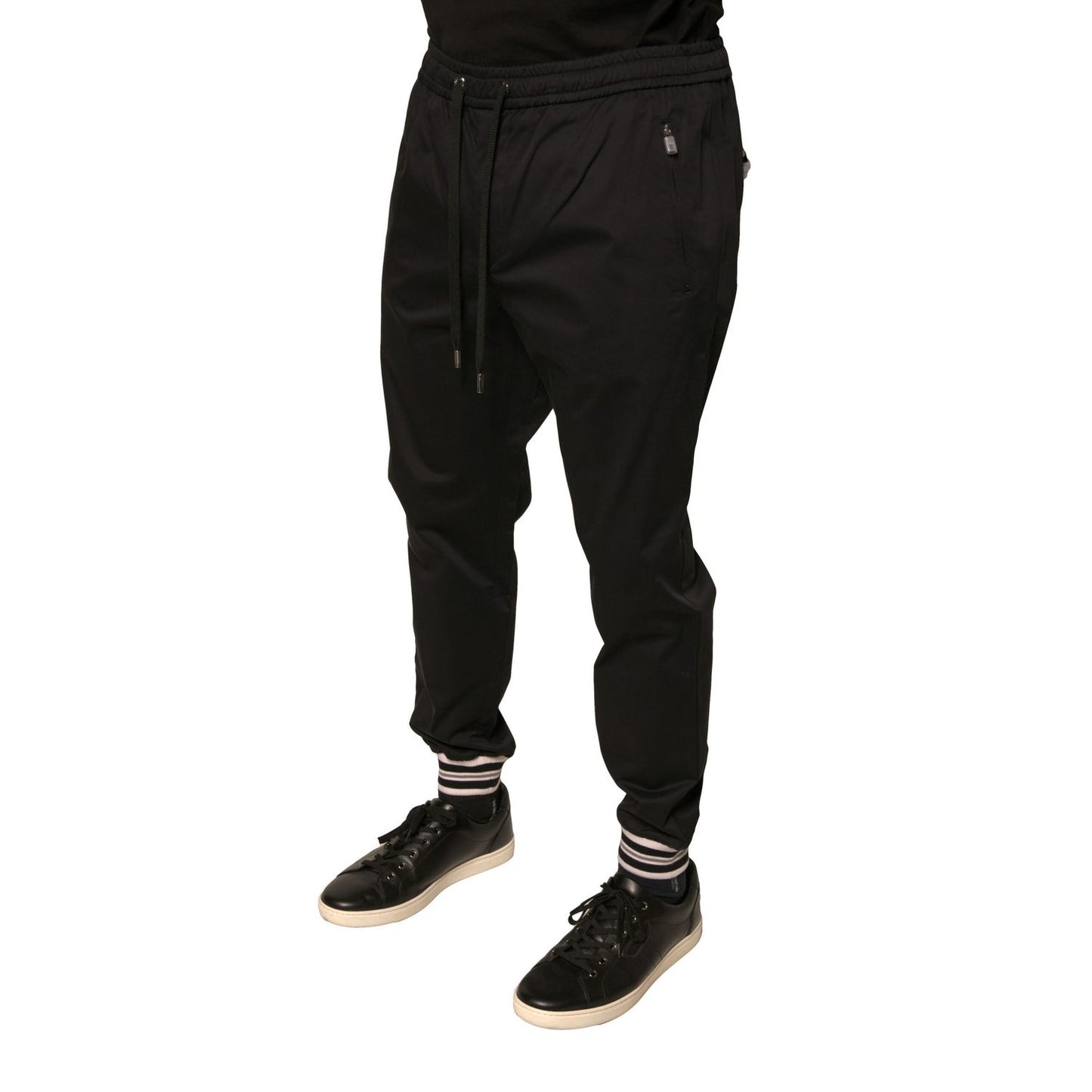 Dolce & Gabbana Black Cotton Stretch Jogger Sweatpants Pants