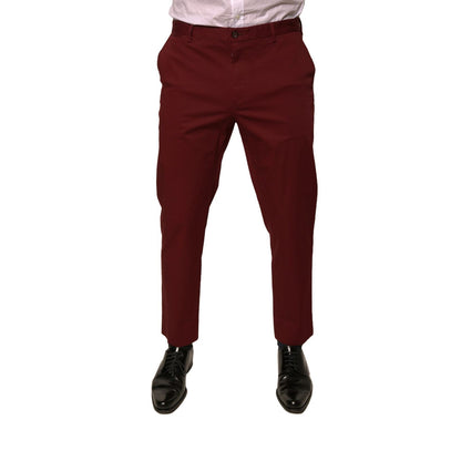 Dolce & Gabbana Maroon Cotton Men Skinny Dress Pants