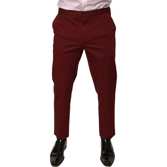 Dolce & Gabbana Maroon Cotton Men Skinny Dress Pants PAN76071-52