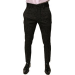 Dolce & Gabbana Black Brocade Polyester Skinny Men Dress Pants PAN76081-44