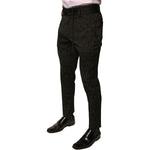 Dolce & Gabbana Black Brocade Polyester Skinny Men Dress Pants PAN76081-44