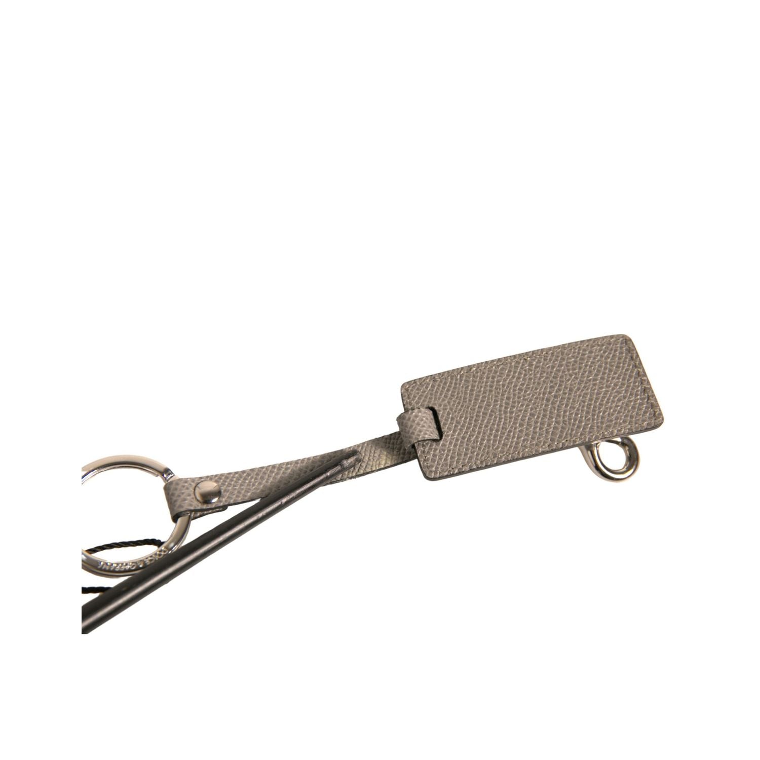 Dolce & Gabbana Beige DG Logo Leather Gold Metal Men Keychain Keyring