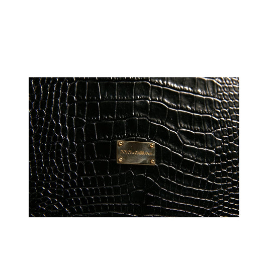 Dolce & Gabbana Elegant Black Leather Logo Plaque Holder Catalogue Case SMY10622