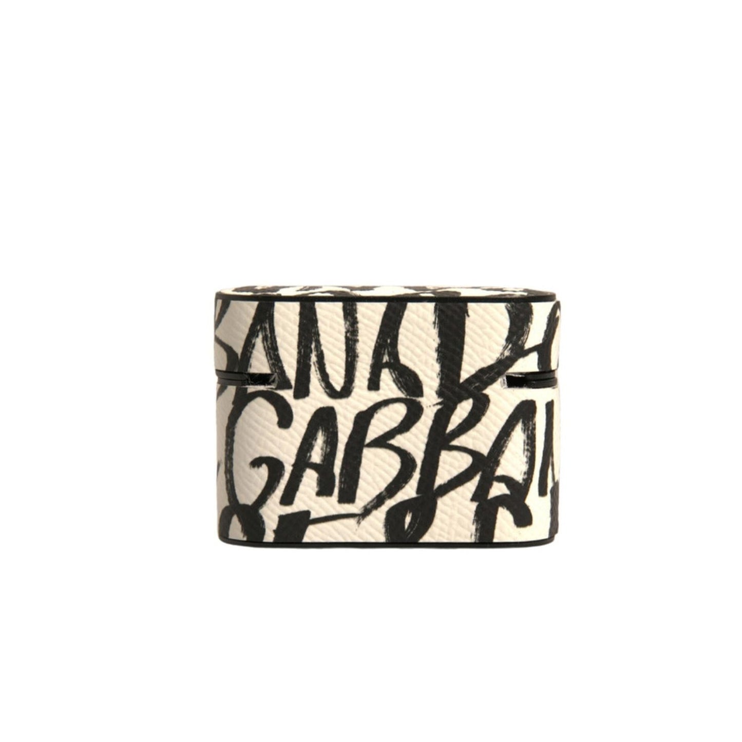 Dolce & Gabbana Black White Leather Scribble Embossed Logo Airpods Case SMY10602