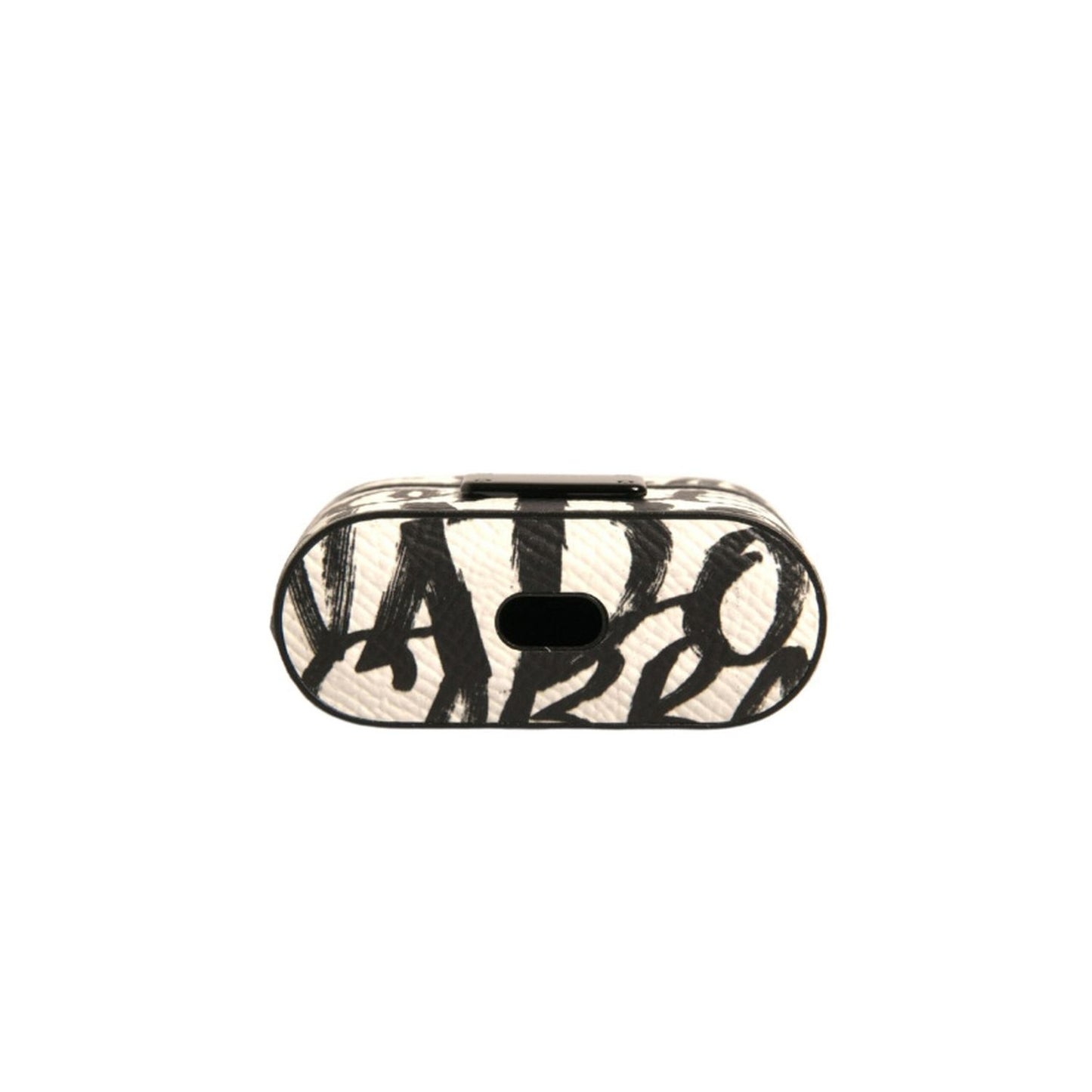 Dolce & Gabbana Black White Leather Scribble Embossed Logo Airpods Case SMY10602