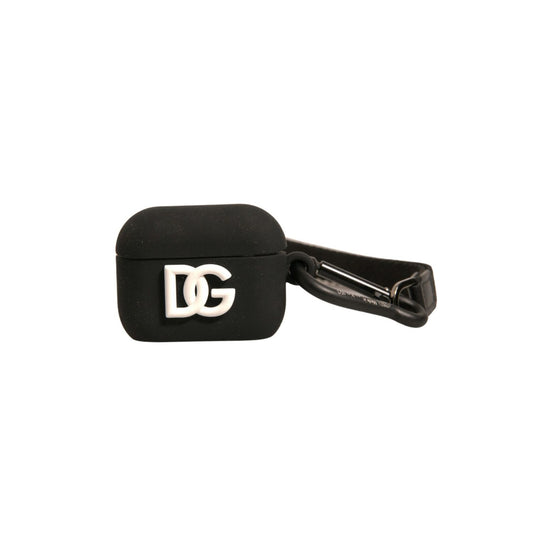 Dolce & Gabbana Black Silicone Rubber Logo Embossed Airpods Case SMY10606