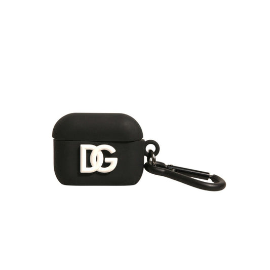 Dolce & Gabbana Black Silicone Rubber Logo Embossed Airpods Case SMY10607