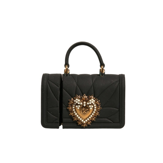 Dolce & Gabbana Black Silicone Devotion Heart Cover Hand Bag Airpod Case SMY10623