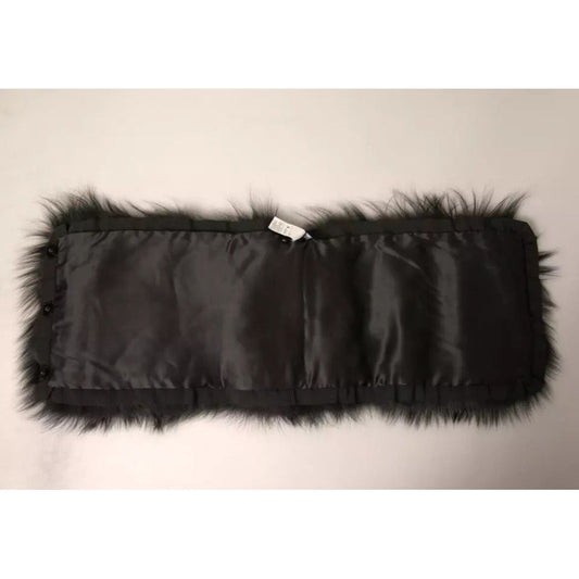 Dolce & Gabbana Black Fur Shoulder Collar Wrap Shawl Scarf MS7105