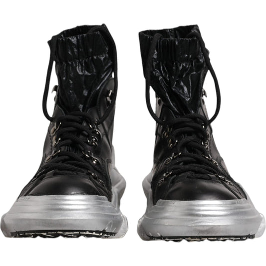 Dolce & Gabbana Black Nylon Galileo High Top Sneakers Shoes MV6678-44
