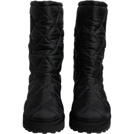 Dolce & Gabbana Black Polyester Padded Mid Calf Boots Winter Shoes MV6696-41