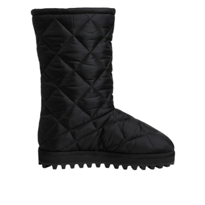 Dolce & Gabbana Black Polyester Padded Mid Calf Boots Winter Shoes