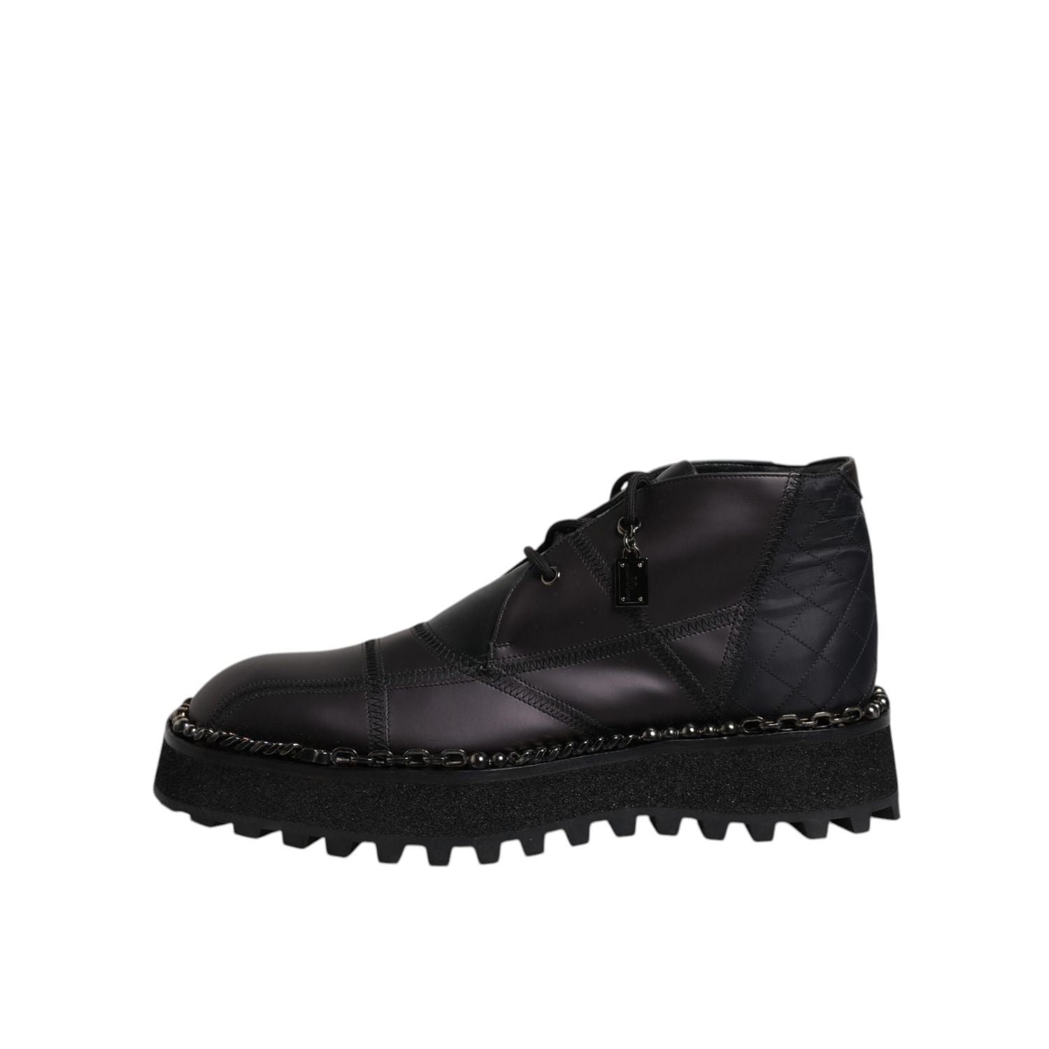 Dolce & Gabbana Black Leather Lace Up Ankle Boots Shoes