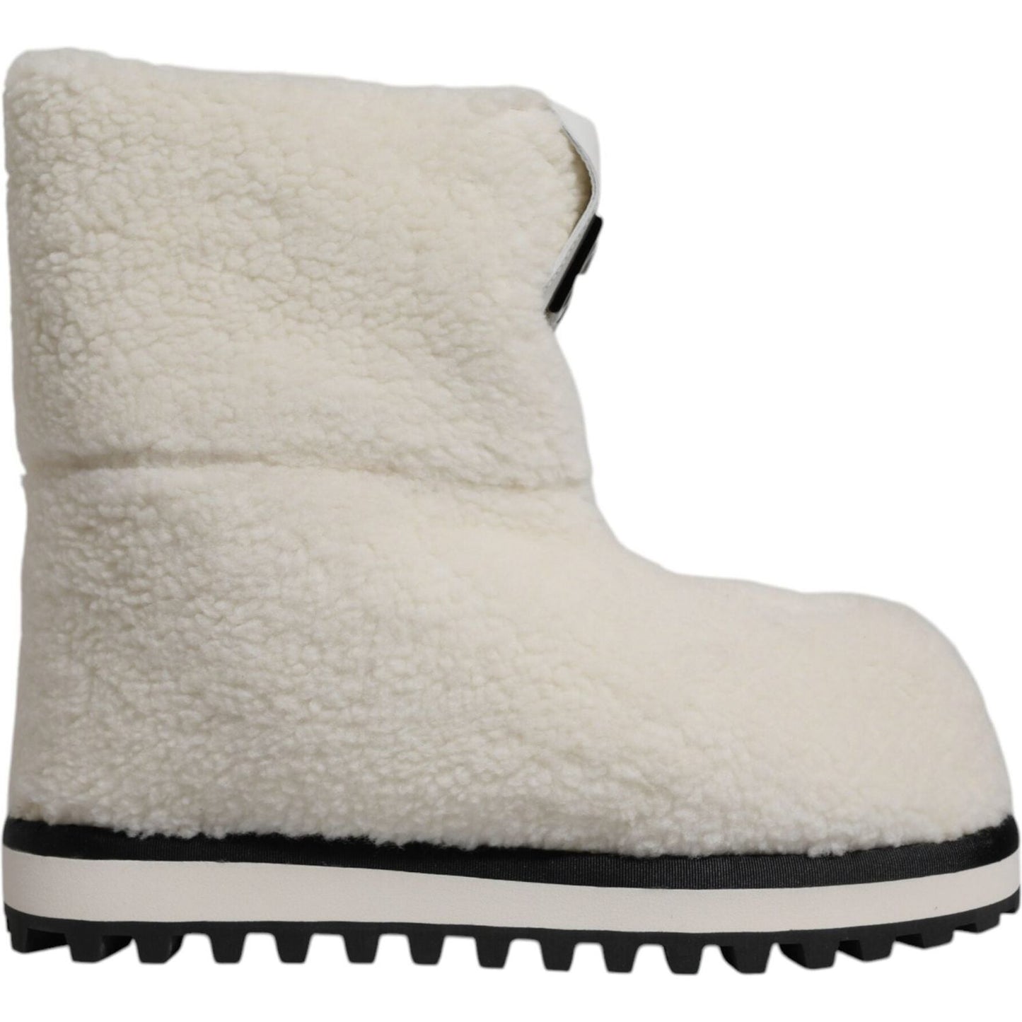 Dolce & Gabbana White Plush Logo Padded Mid Calf Boots Shoes MV6763#2-44