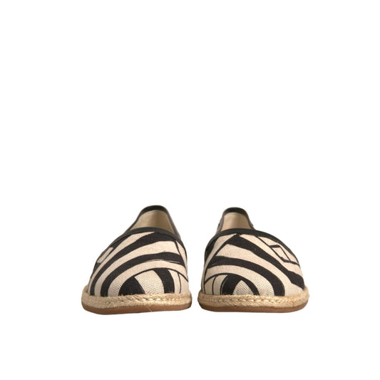 Dolce & Gabbana Black White Stripes Slip On Espadrille Shoes MV5523-41